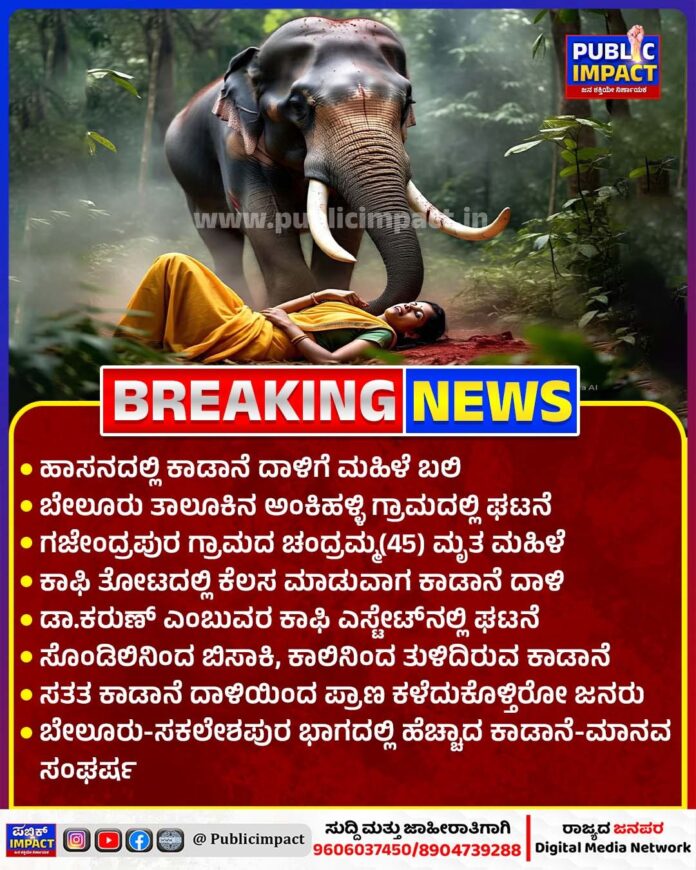 Hassan-Belur-Woman killed in wild elephant attack: Tense situation at the scene, protests