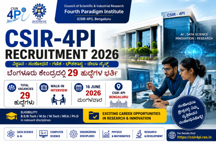 CSIR 4PI Recruitment 2026 Project Associates 29 Walk-in-Interview