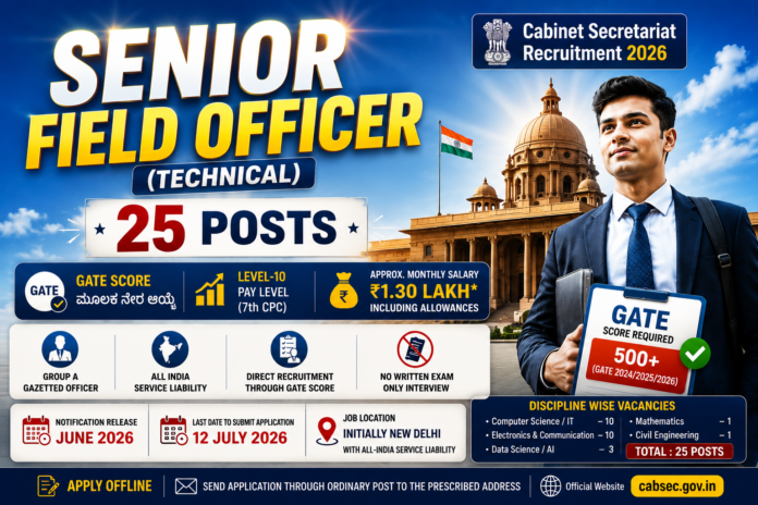 Cabinet Secretariat 25 Senior Field Officers Recruitment 2026